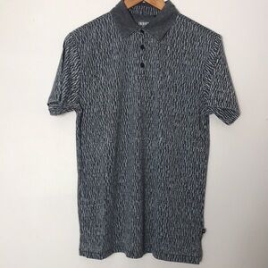 Indigo star knit shirt, short sleeves, collar, heather black Norman, siz…